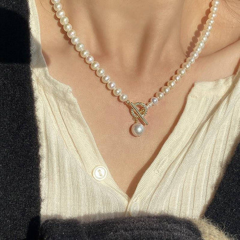 Crystallized Toggle Clasp Freshwater Pearl Strand - Zafari Studio Jewelry